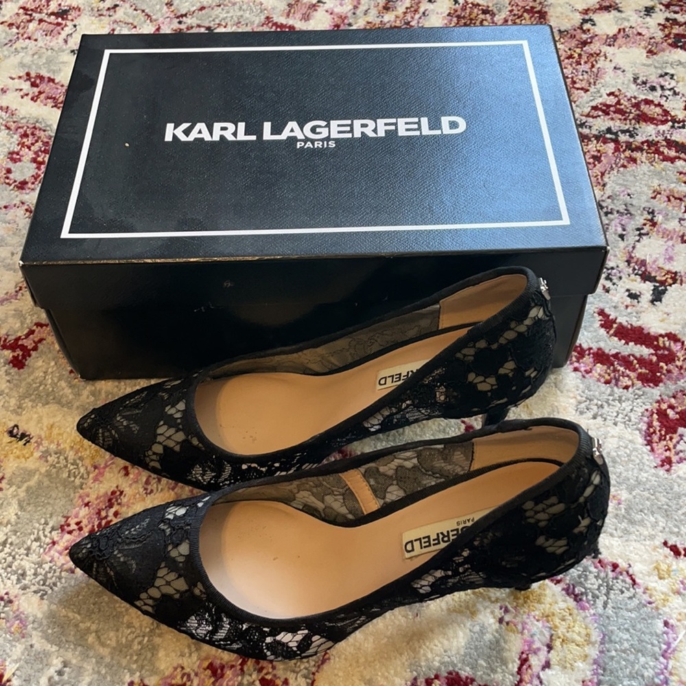 Karl Lagerfeld black fabric pump brand New US 8